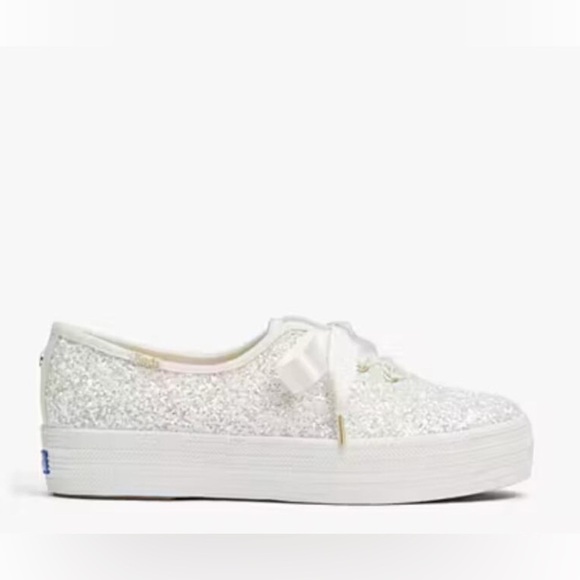 Kate Spade x Keds New York  Triple Glitter Sneakers Cream Sz 10 EUC - Picture 1 of 7